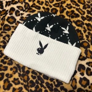 PLAYBOY Black and White Bunny Hat
